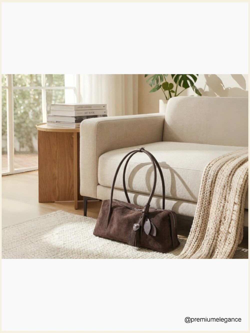 Genuine Suede Leather Hobo Bag, Lightweight Tote Handbag, Soft Shoulder Bag - Picture 7 of 7